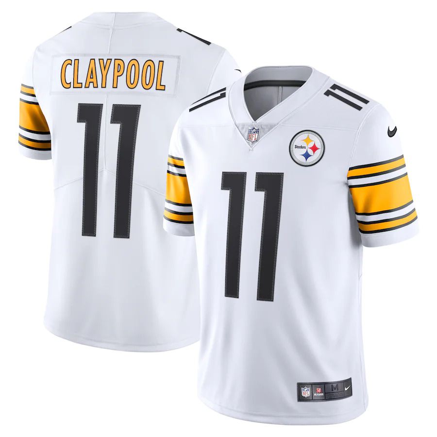 Men Pittsburgh Steelers 11 Chase Claypool Nike White Vapor Limited NFL Jersey